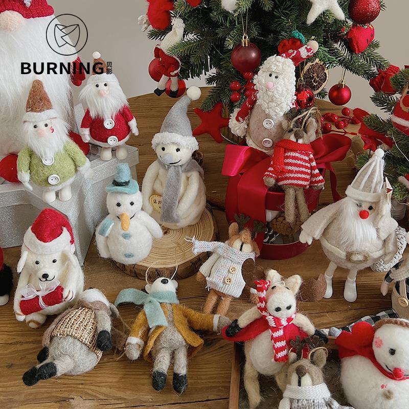 Beiying Decoración De Navidad Fieltro De Lana La Muñeca Santa Muñeco De  Nieve Árbol | Shopee Colombia