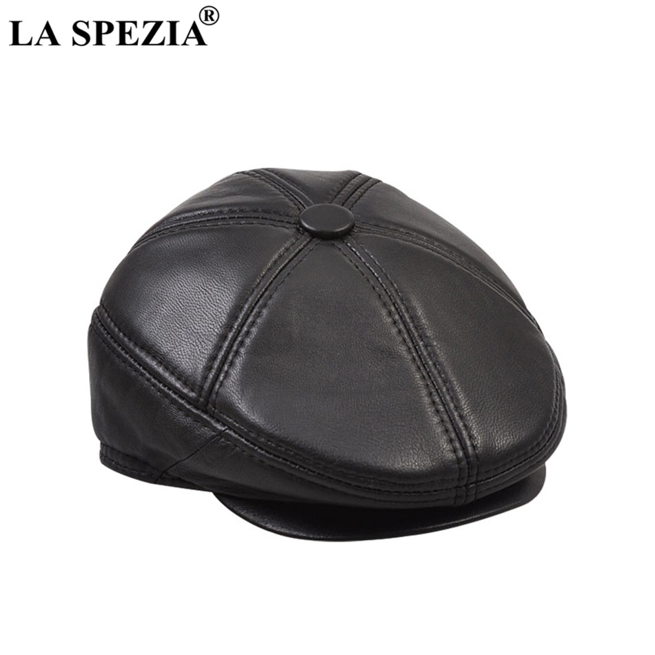 SPEZIA Real Leather Boinas Hombre Negro Casual Duckbill Sombreros Vintage Italiano Cuero Genuino Invierno Caliente Planas | Shopee Colombia