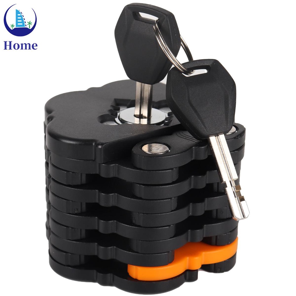 Cerradura De Cadena De Bicicleta Plegable Compacta Antirrobo Con 2 Llaves De Seguridad LockSHOPTKC3536
