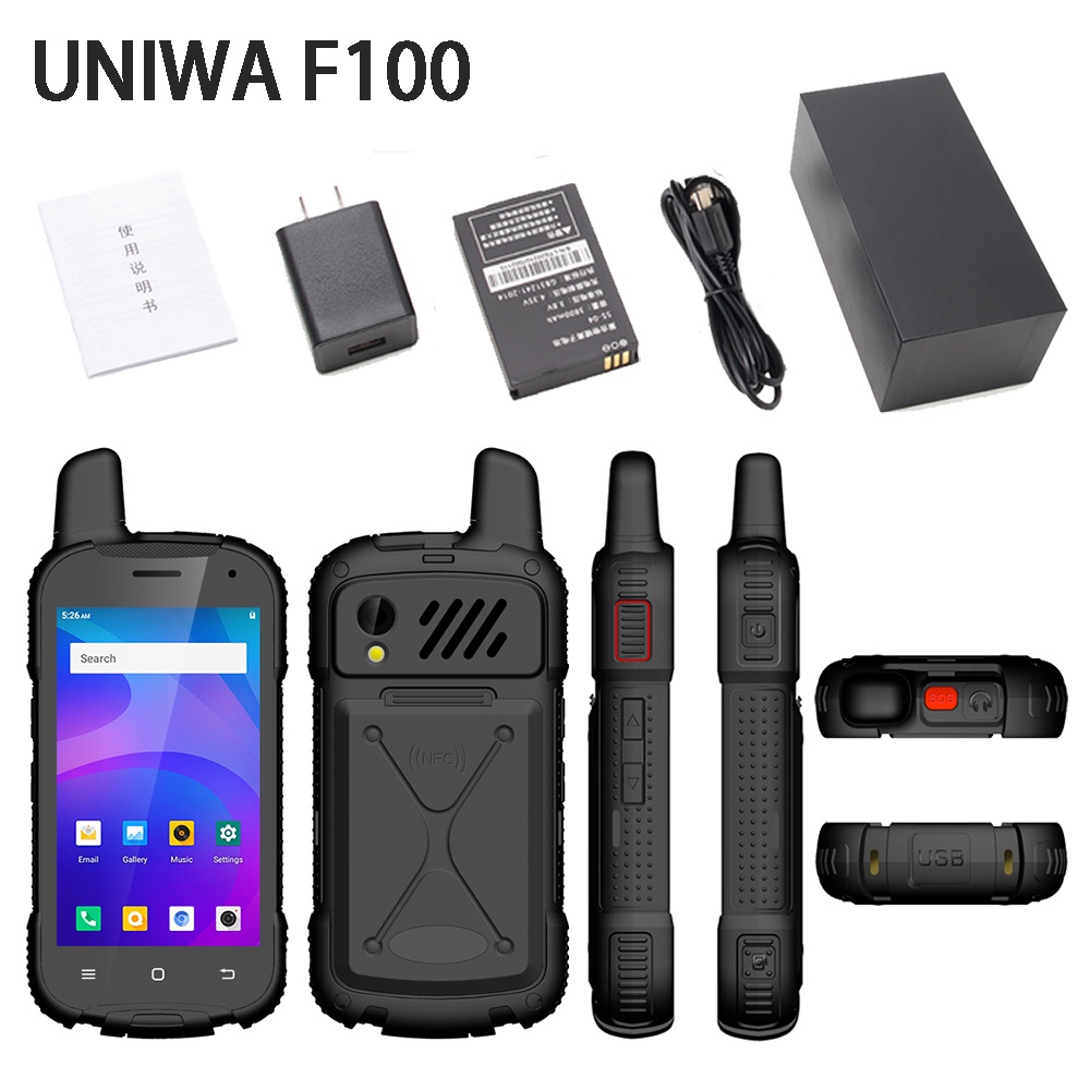 Image of UNIWA F100 4 Pulgadas IP54 Impermeable SOS Botón Android PoC Radio Zello PTT Dual SIM 4G Walkie Talkie NFC 3800mAh Teléfono #0