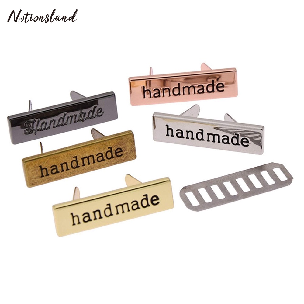 1 Pcs Etiquetas De Metal Hechas A Mano Para Ropa Bolsas Rectángulo Hecho Letra Etiqueta DIY Costura Artesanía Accesorios #6