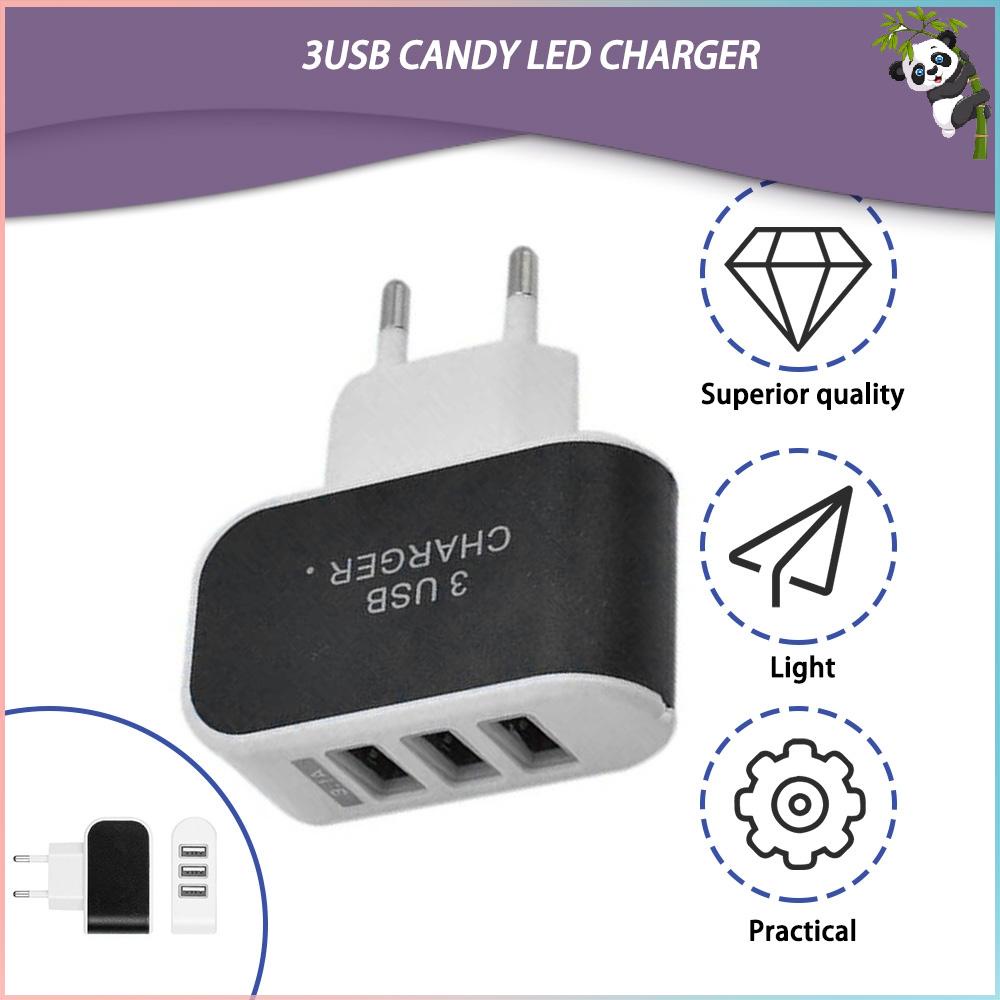 Universal Candy Color 3USB Charger Travel Wall Charger Adapter Smart Mobile Phone Power Supply Charger for Tablets EU