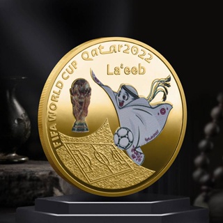 Image of Copa Mundial FIFA Suelta Qatar 2022 Moneda Conmemorativa Regalo De Fútbol Tres Dimensiones Alivio metal Medallón Conmemorativo