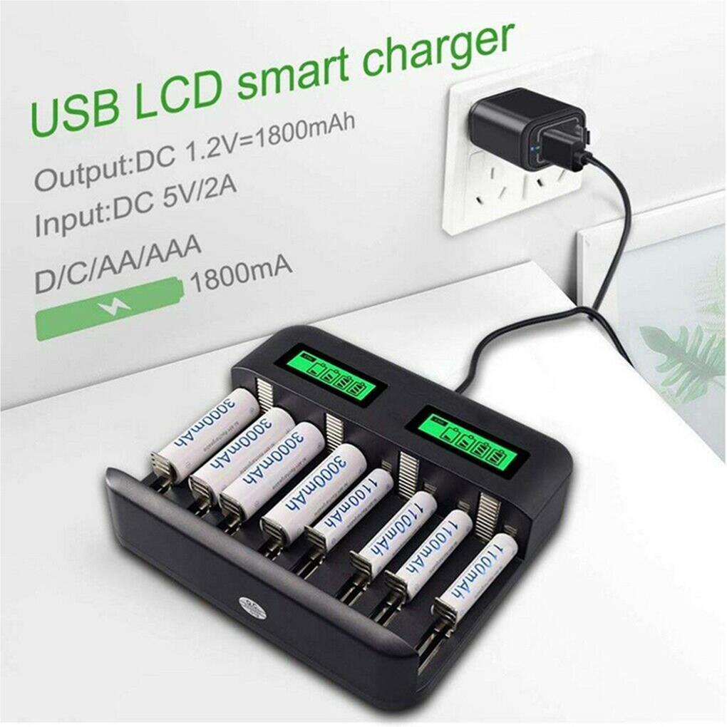 Cargador Inteligente De Batería Portátil LCD Pantalla Baterías Recargables Cargadores Ligero Equipo De Carga Oficina