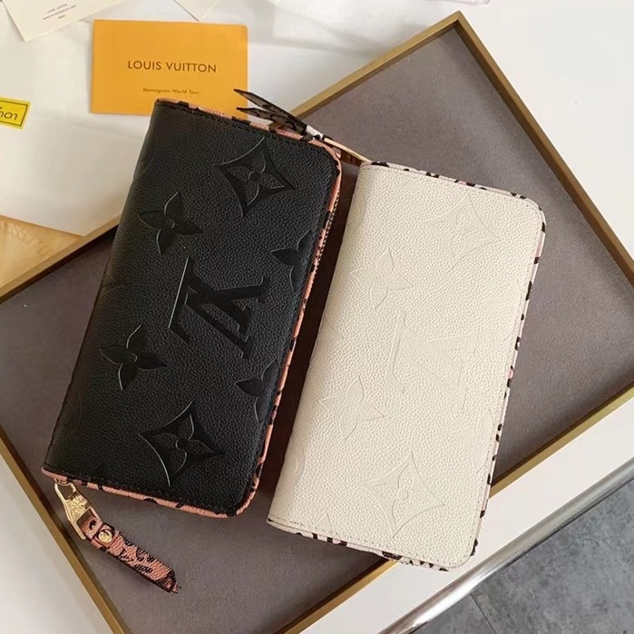 Louis Vuitton 2 billetera con cremallera para mujer con (con caja