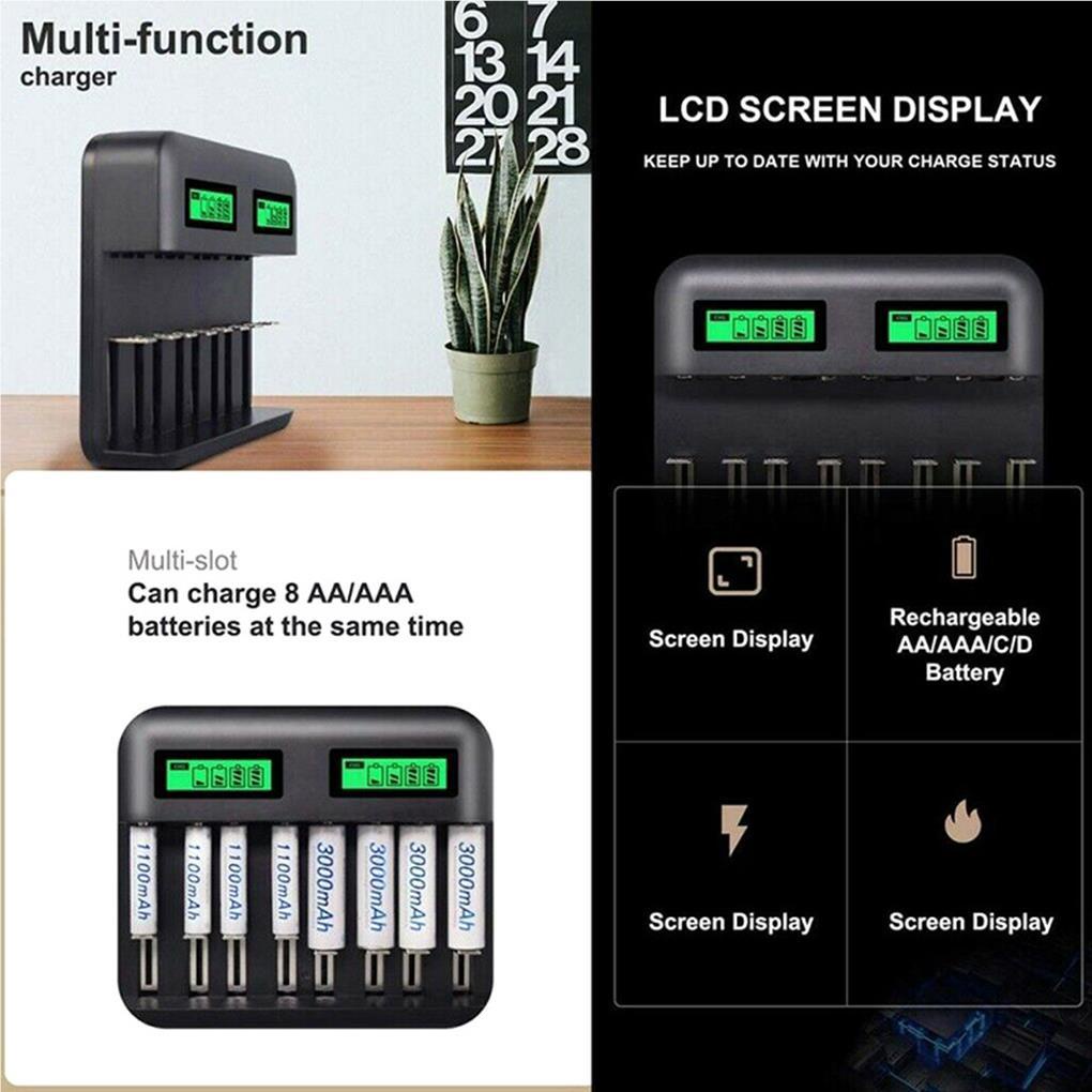 Cargador Inteligente De Batería Portátil LCD Pantalla Baterías Recargables Cargadores Ligero Equipo De Carga Oficina