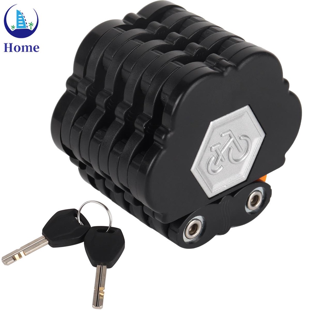 Cerradura De Cadena De Bicicleta Plegable Compacta Antirrobo Con 2 Llaves De Seguridad LockSHOPTKC3536