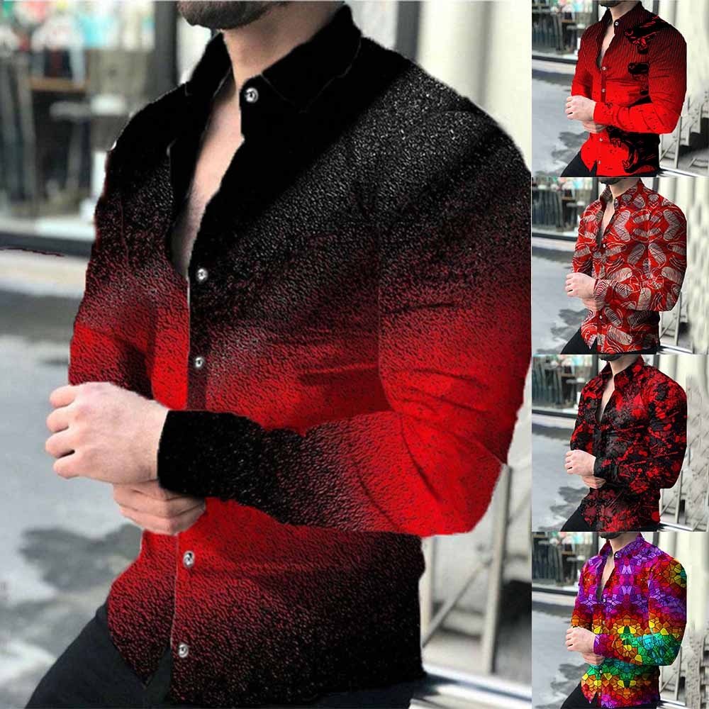 Camisa Roja Casual Manga Larga Con Botones Ajustados Para Hombres | Shopee  Colombia