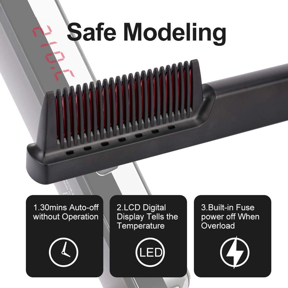 H Rizador Cepillo Eléctrico Peine De Calor Caliente Enderezador De Barba Para Los Hombres Plancha Enderezamiento