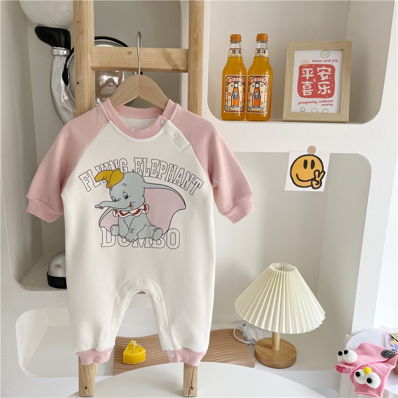 Body De Dibujos Animados De Bebé Pink Dumbo Ropa De Manga Larga De Invierno  0-2 Años | Shopee Colombia