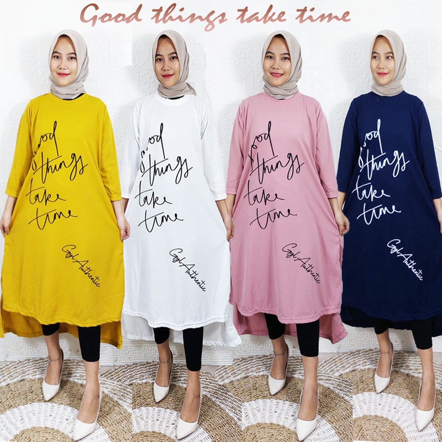 Las cosas buenas toman tiempo túnica larga vestido de gran tamaño hermosa  mujer GL moda | Shopee Colombia