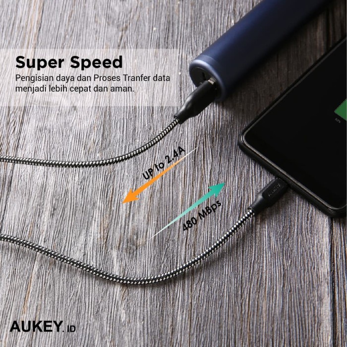Image of Aukey Cable Cb-Bam1 1M Nylon trenzado Usb2.0 a Micro negro - 500424 #3