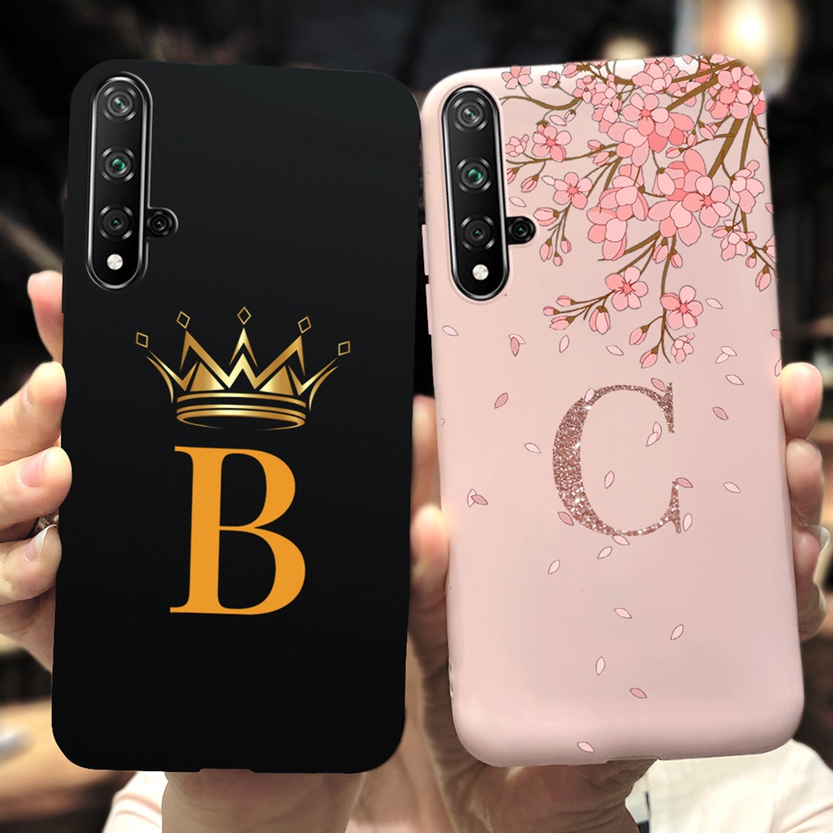 Cute A Z Letras Alfabeto Teléfono Funda Huawei Nova 5T YAL-L21 L61 L71 Carcasa Suave Cubierta Honor 20 Nova5T Shell #10