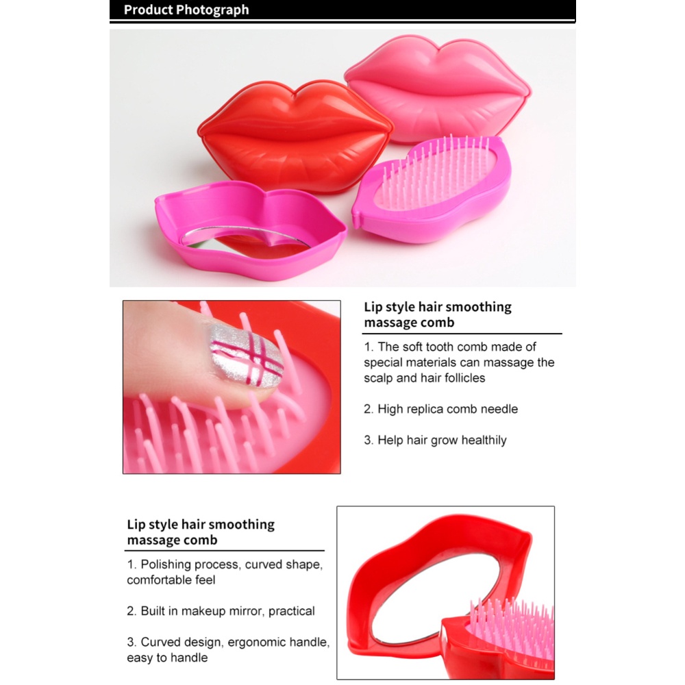 2 In1 Lips Shape Comb Anti-static Massage Mirror Hair Brush Salon Styling  Professional Useful Smoothing Hair Styling Tool Comb Hair Care UPBEST |  Shopee Colombia