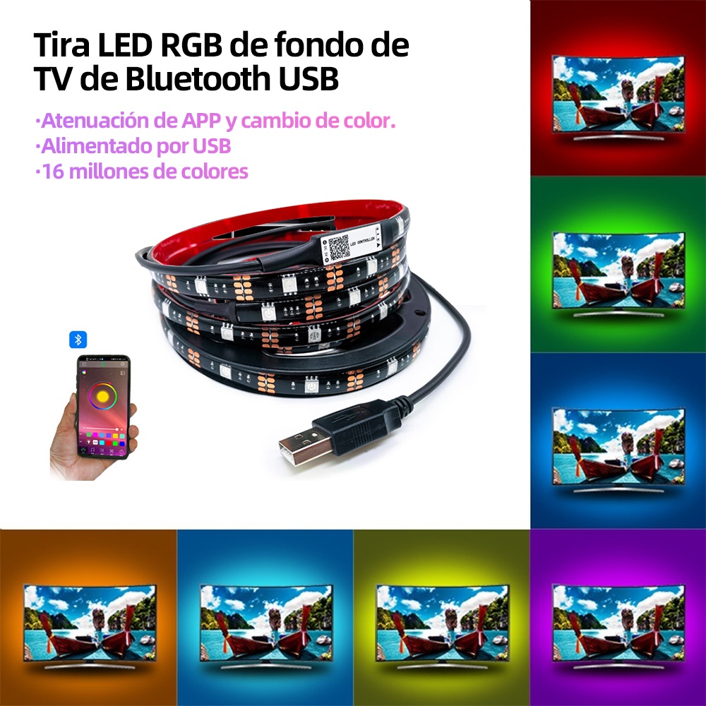 5V Led Luces Decoración RGB Tira USB Bluetooth 5050 Cinta Flexible Para TV  Retroiluminación PC Pantalla Fondo Iluminación | Shopee Colombia