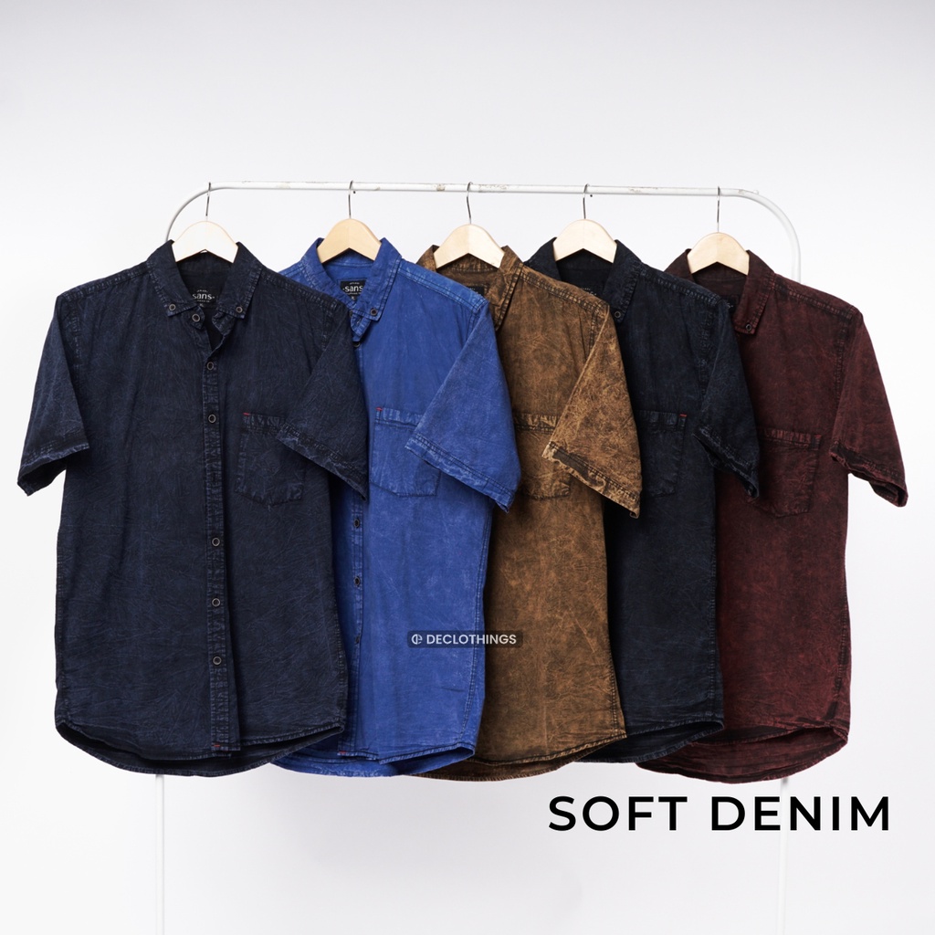 Camisa vaquera para hombre camisa de mezclilla suave para hombres de manga corta Levis Casual Distro Slimfit #9