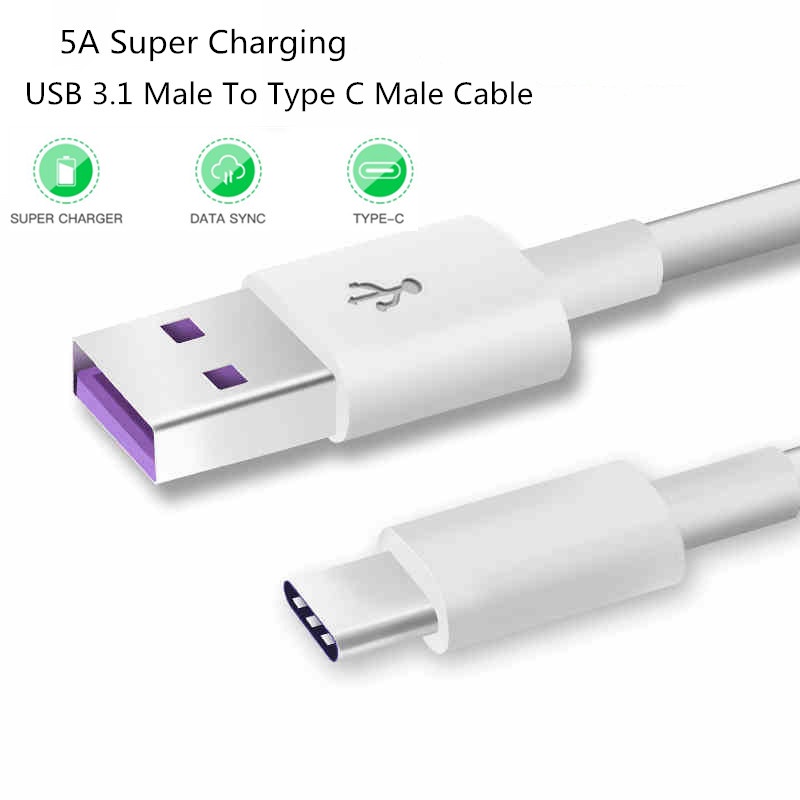 Cable Original 100/200CM SuperCharge Tipo C 5A Datos De Carga Rápida USB-Para Huawei P30 P20 Pro Nova 5T 5 5i Honor 30 20