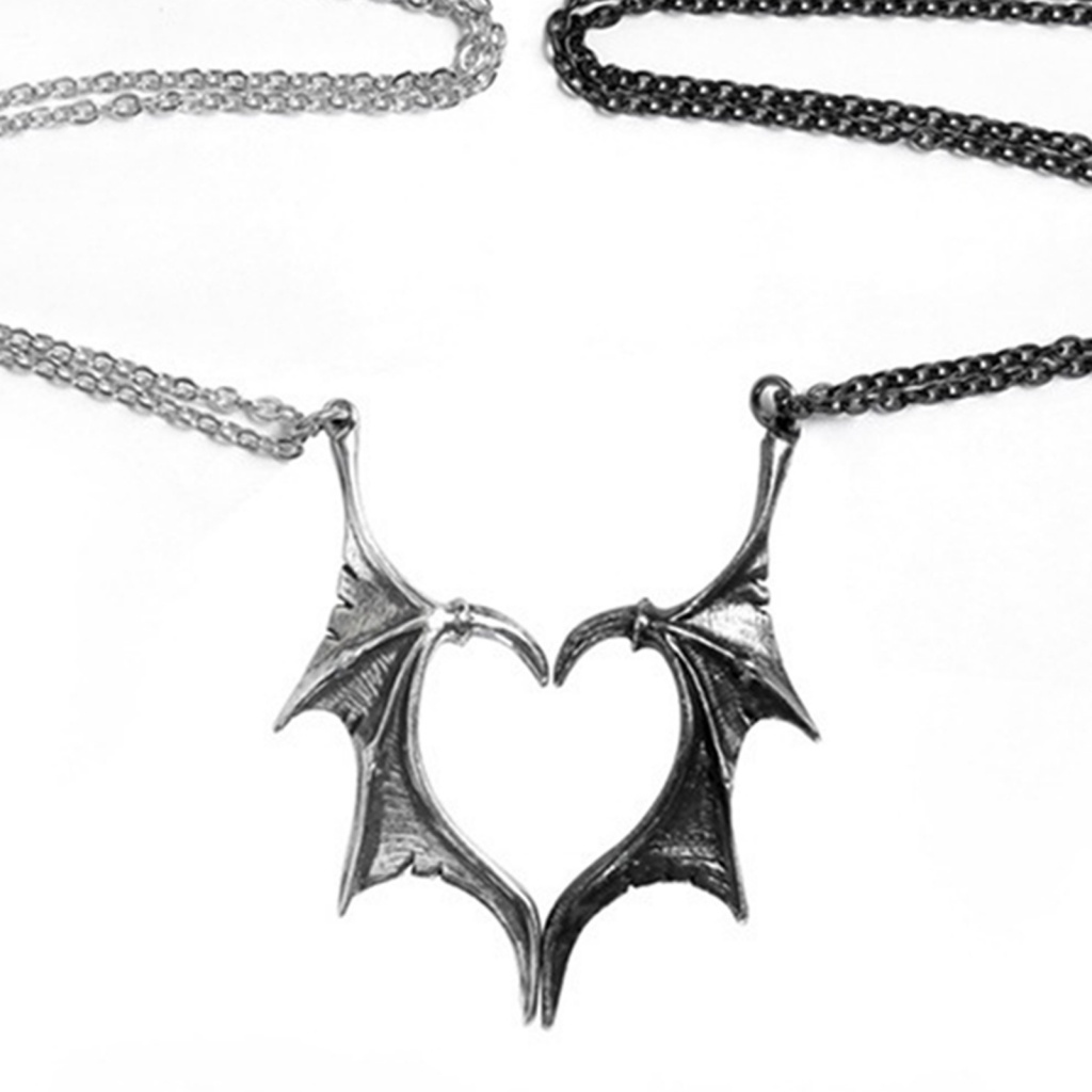XIA | Cadena De Clavícula De Aleación Para Desgaste Diario Vintage Hip-pop Devil Wing Romantic Love Choker Collar Exquisito