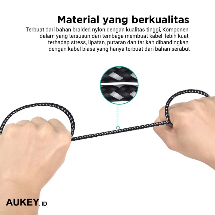 Aukey Cable Cb-Bam1 1M Nylon trenzado Usb2.0 a Micro negro - 500424