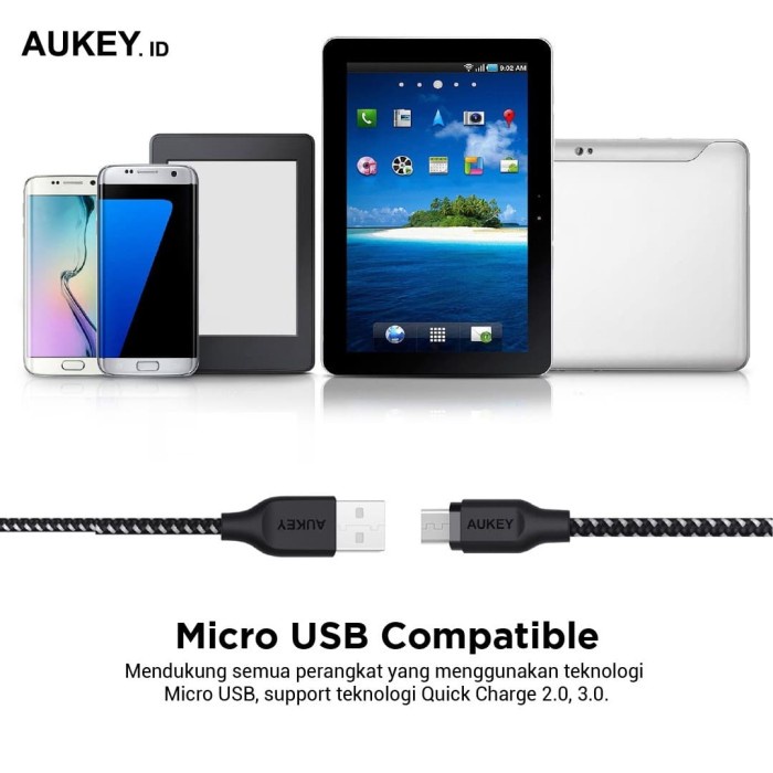 Aukey Cable Cb-Bam1 1M Nylon trenzado Usb2.0 a Micro negro - 500424