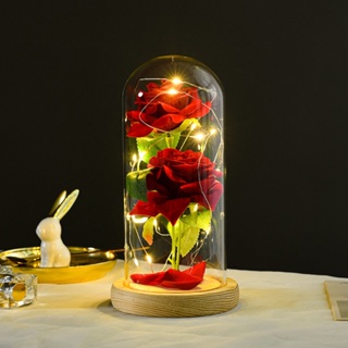 Rosa De Luz Led Artificial En Cúpula De Vidrio Con Base De Madera Como Flor  Única De San Valentín De Navidad | Shopee Colombia