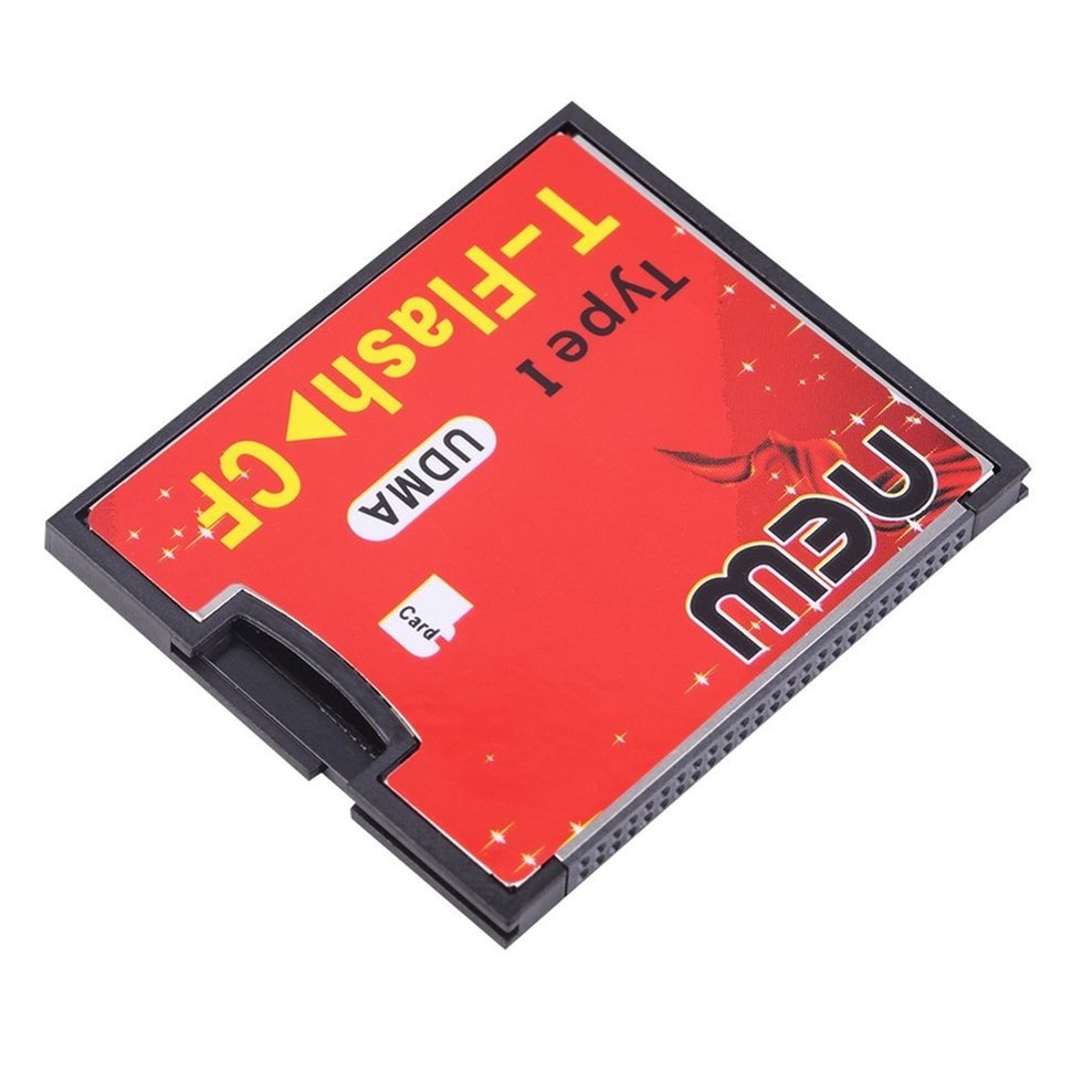 Red Black T-Flash to CF type1 Compact Flash Memory Card UDMA Adapter