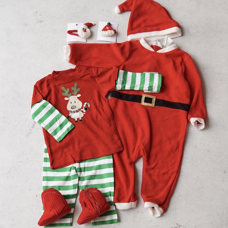 H&m & CARTER BABY JUMPER SET bebé | Talla NB-36m | Elfo santa | Disfraz de bebé ropa mono de navidad | Shopee Colombia