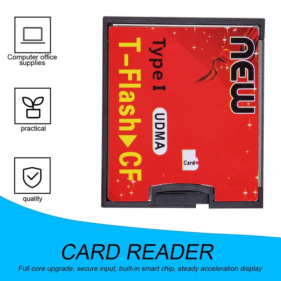Image of Red Black T-Flash to CF type1 Compact Flash Memory Card UDMA Adapter #1