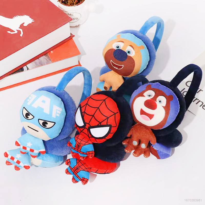 Orejeras De Felpa De Dibujos Animados Para Niños Lindos Abrigos De Orejas  Cubierta Del Vengador Capitán América Spiderman | Shopee Colombia