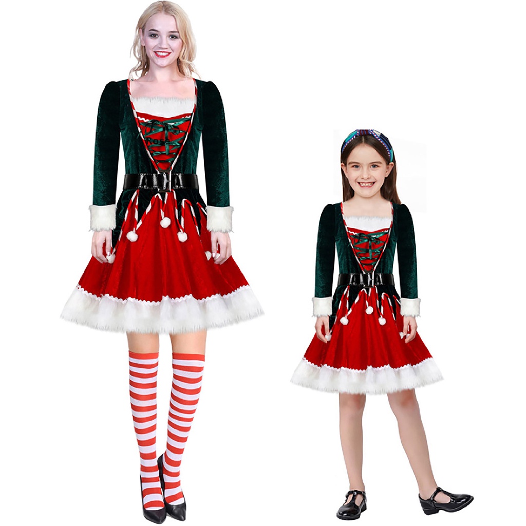 Rose Santa Claus Elfo Disfraz De Mujer Vestido De Cosplay Adulto Niñas Traje De Navidad cl #1