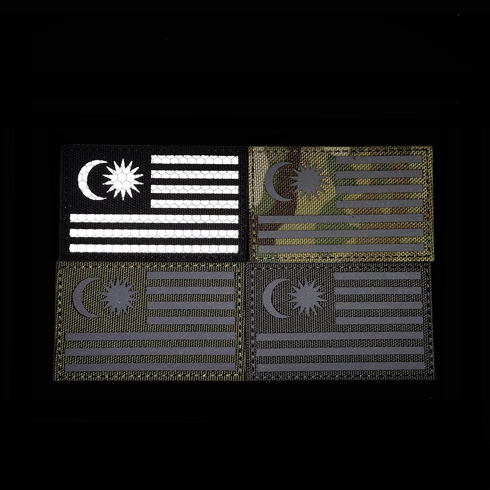 Parche De Bandera Nacional De Malasia Reflectante Velcro Moral Insignia PVC Velc