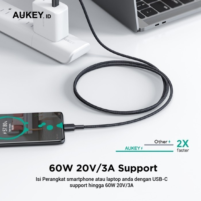 Aukey Cb-Cd37 Usb C a C Cable 3A 30cm (sin embalaje y No<Unk>