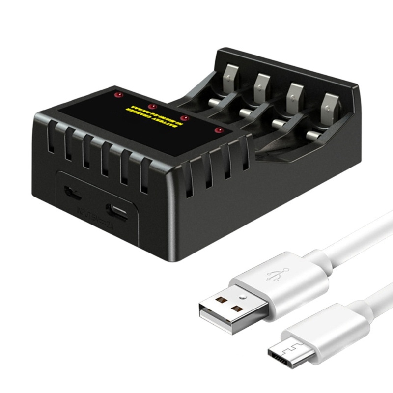 Image of brackte 4 Ranuras Cargador Inteligente USB Tipo C Para AAA/AA Ni-MH/Cd Baterías Recargables Con Indicador LED #4