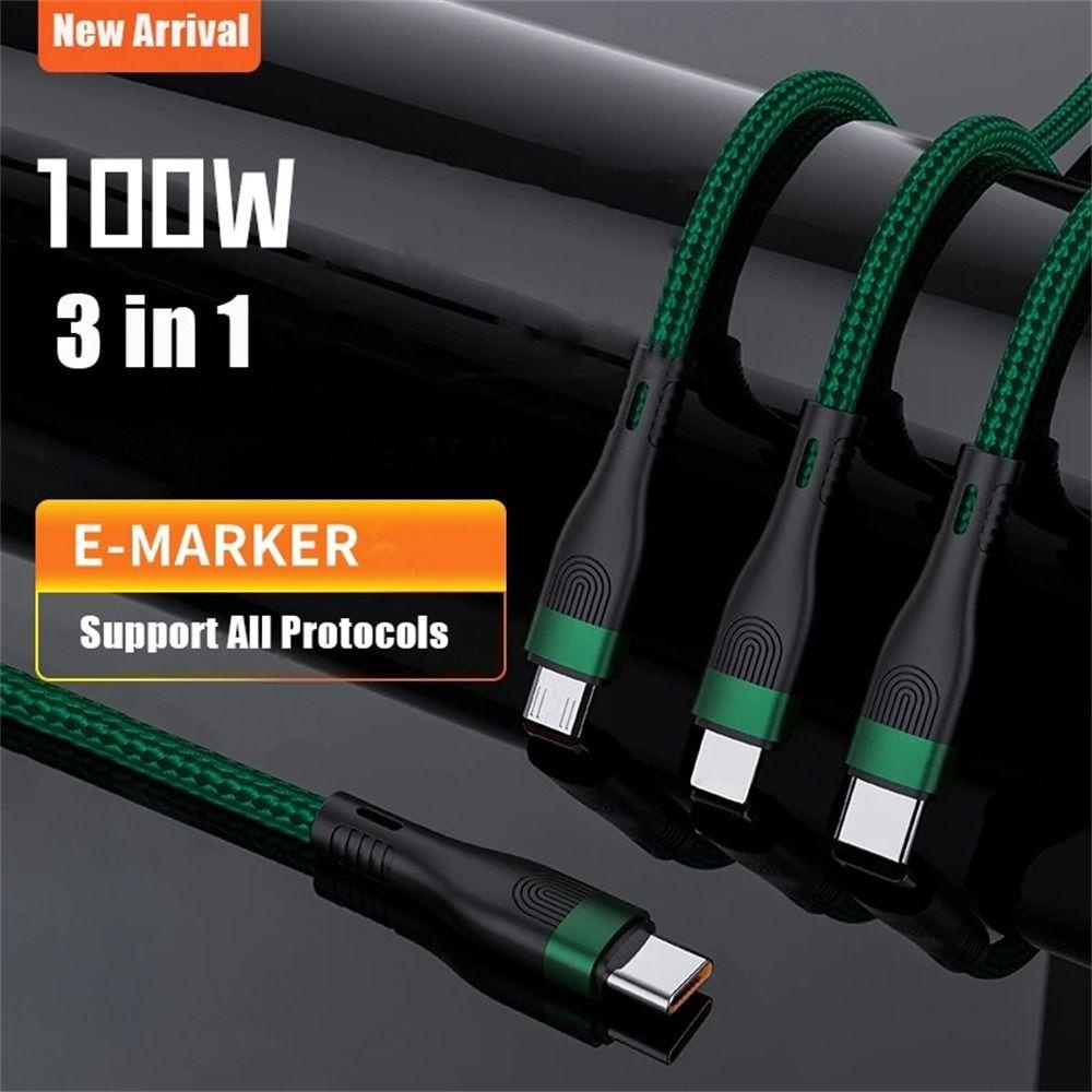 TORRECILLAS PD 100W Cable Universal De Una Carga Tres De Cargador Rápido 6A Max USB C Tipo
