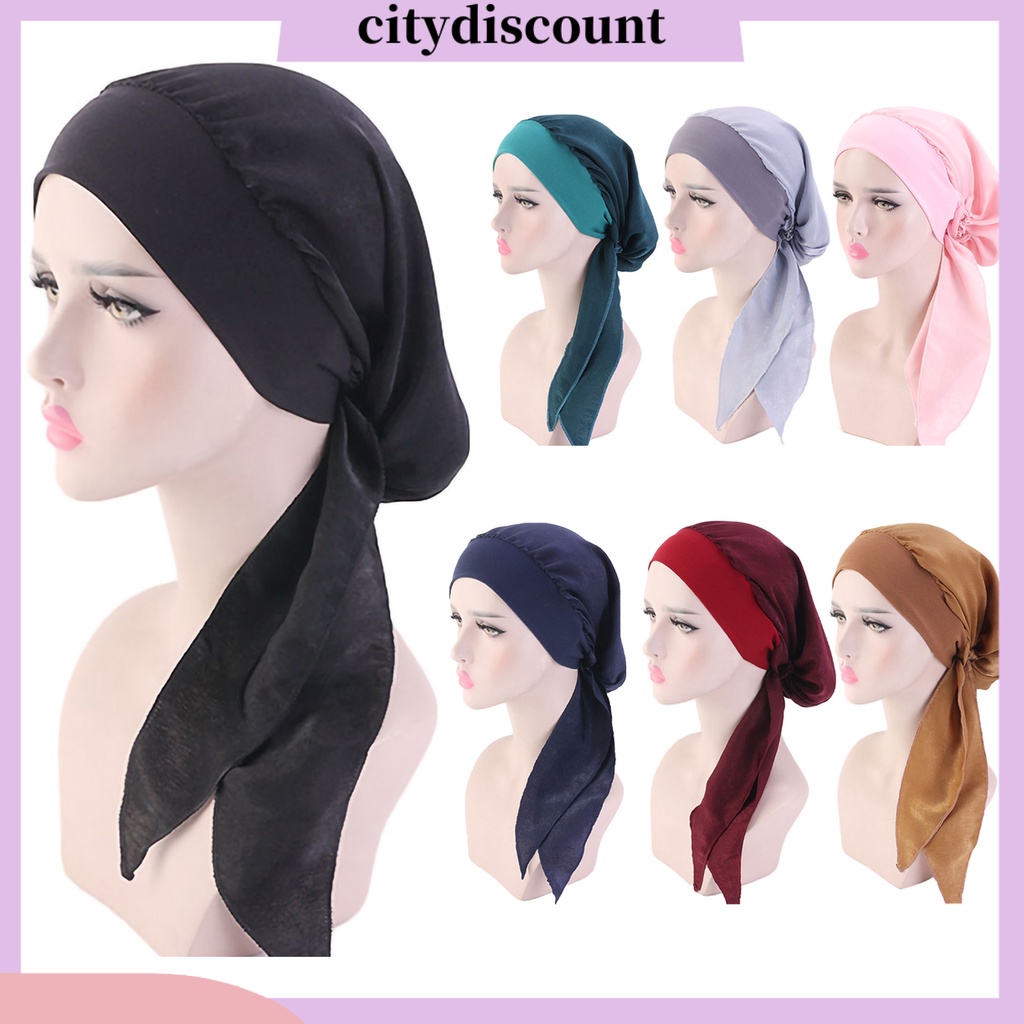 Citydiscount/Mujer Bonnet Vintage Imitación Seda Color Sólido Pelo Largo Dama Turbantes Para Dormir #2