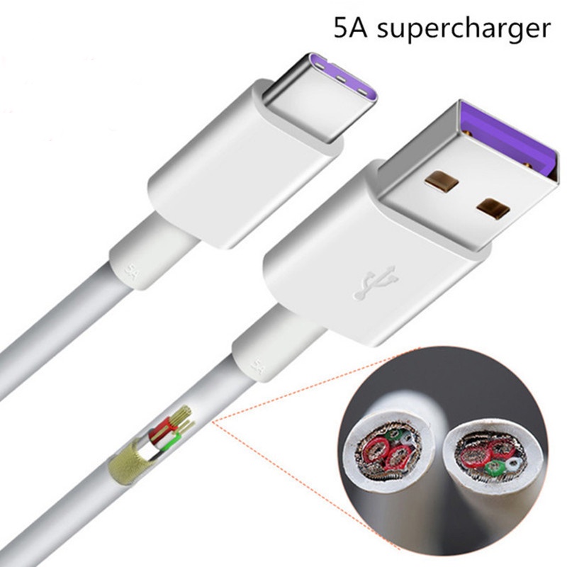 Cable Original 100/200CM SuperCharge Tipo C 5A Datos De Carga Rápida USB-Para Huawei P30 P20 Pro Nova 5T 5 5i Honor 30 20