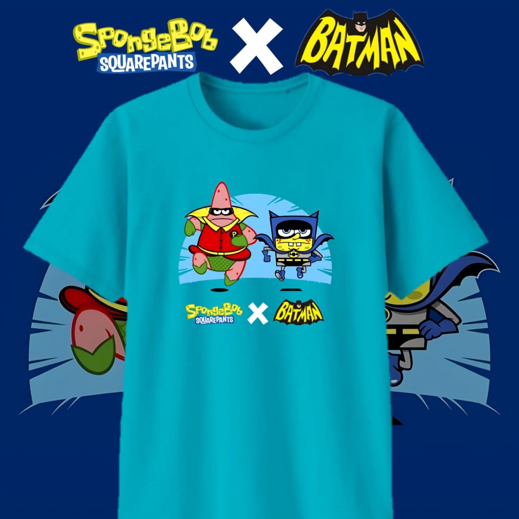 Camiseta bob esponja X Batman (camiseta de Color personalizado) - algodón  30's Premium - bebé, Ana, adolescente y adulto | Shopee Colombia