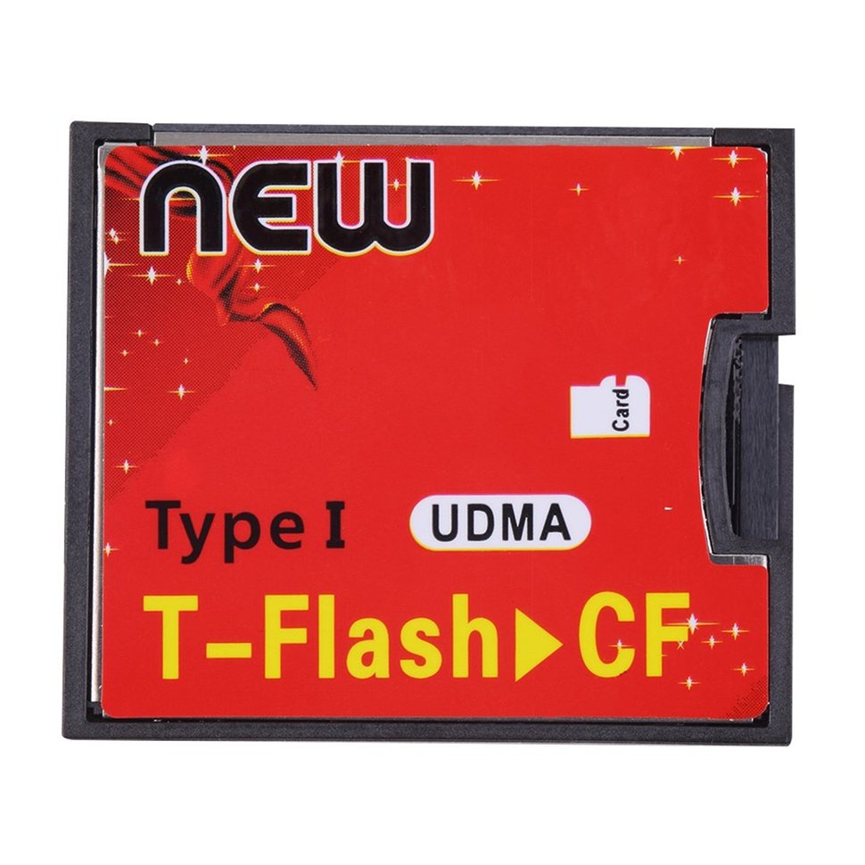 Red Black T-Flash to CF type1 Compact Flash Memory Card UDMA Adapter