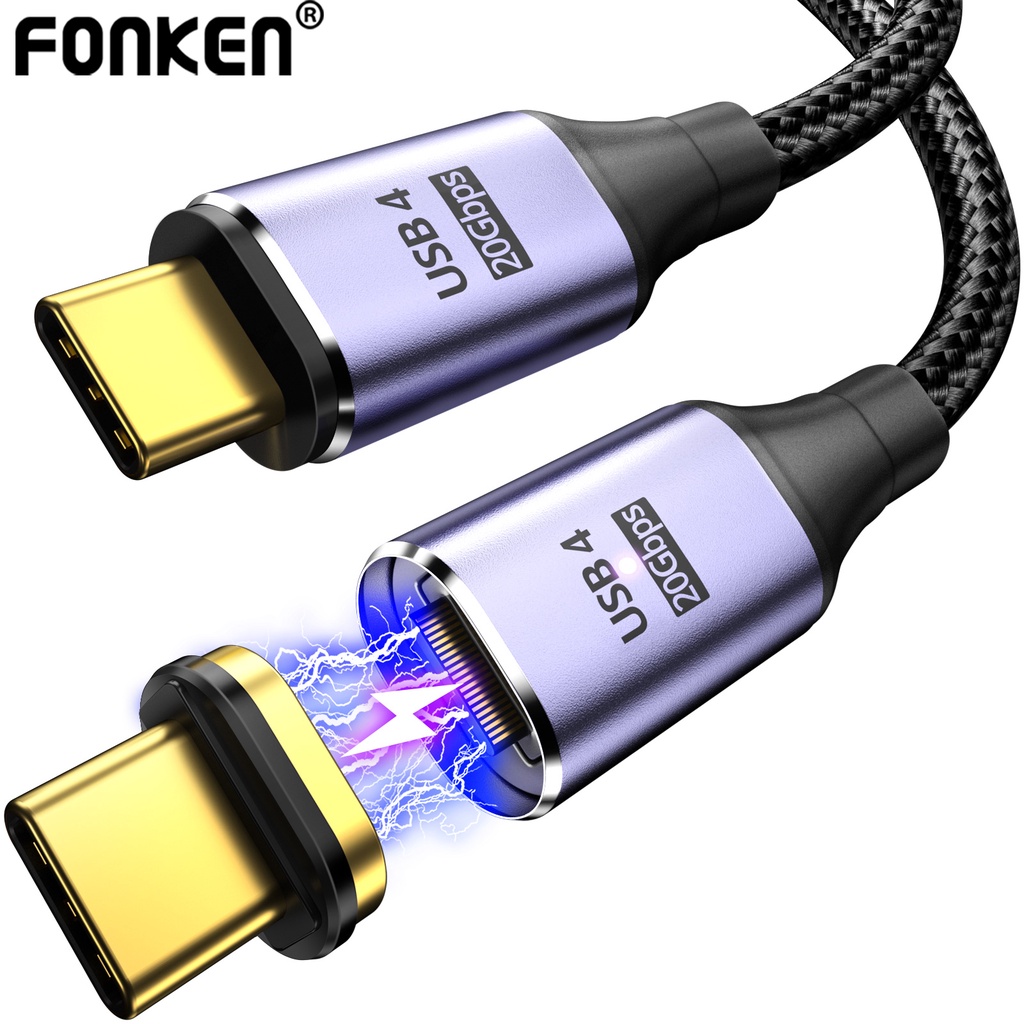 Image of Fonken USB4.0 20Gbps Cable Magnético Tipo C PD100W Carga Rápida USB A 8K 60Hz Transmisión De Vídeo Thunderbolt 3 De Datos Para Teléfono Portátil #0