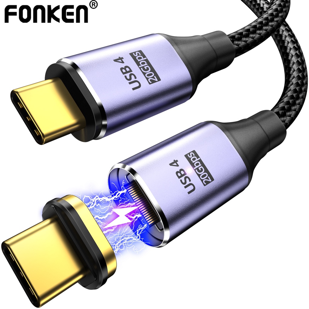 Fonken USB4.0 20Gbps Cable Magnético Tipo C PD100W Carga Rápida USB A 8K 60Hz Transmisión De Vídeo Thunderbolt 3 De Datos Para Teléfono Portátil