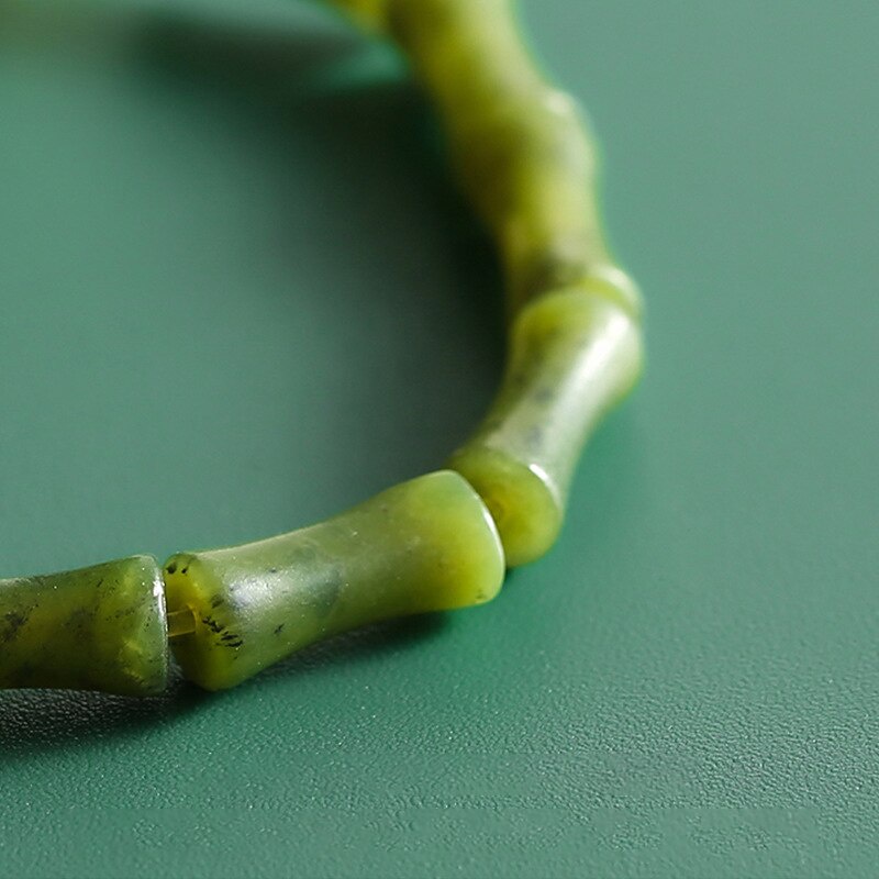 Image of Pulsera De Jade De Cuentas De Bambú Que Se Eleva Constantemente Alto Chakra Reiki Sanación Amuleto De La Suerte Riqueza Brazalete Para El Éxito Prosperidad #4