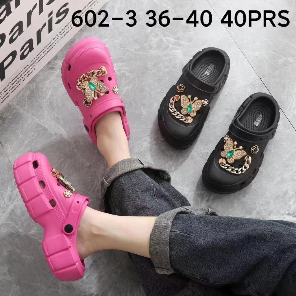 Sandalias Crocs mujer Baim EVA caucho importación cadenas doradas mariposa  y perla candado Jibbitz WNL 602-3/602-2 | Shopee Colombia