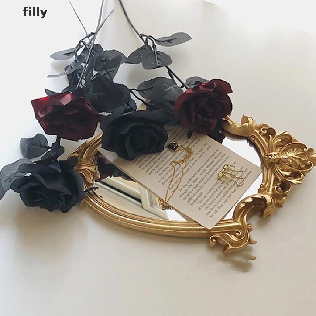 FILLY] Flores Artificiales De Rosas Negras Góticas De Simulación Valene DFG  | Shopee Colombia