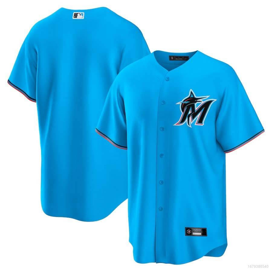 QY 2023 Miami Marlins Azul Botón Abajo Jersey Cárdigan De Béisbol Camisetas  Deportivas Tops Talla Grande | Shopee Colombia