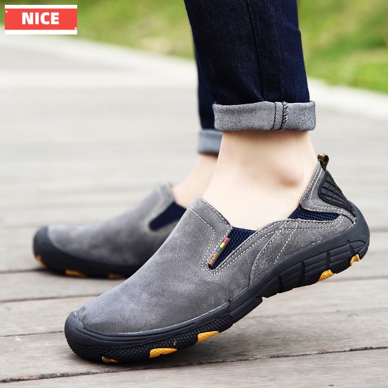 Zapatos De Hombre De Cuero Mocasines Al Aire Libre Perezosos De Un Solo Pie Grande | Shopee Colombia