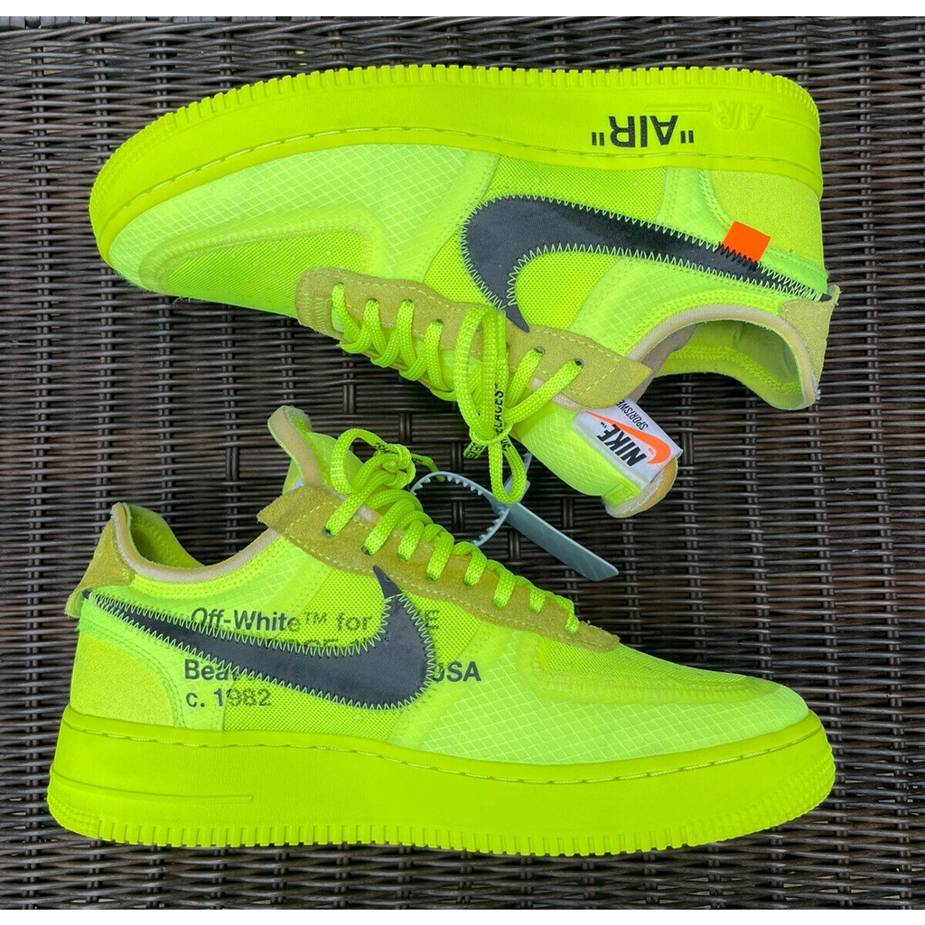 Off White x Nike Air Force 1 Calzado Fluorescente Verde Bajo Voltaje Hombre Mujer AO4606-700 | Shopee Colombia